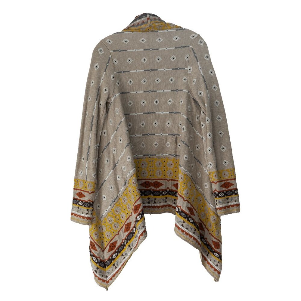 FREEWAY Cardigan Sweater Southwestern Asymmetrical Open Front Waterfall - Picture 2 of 10